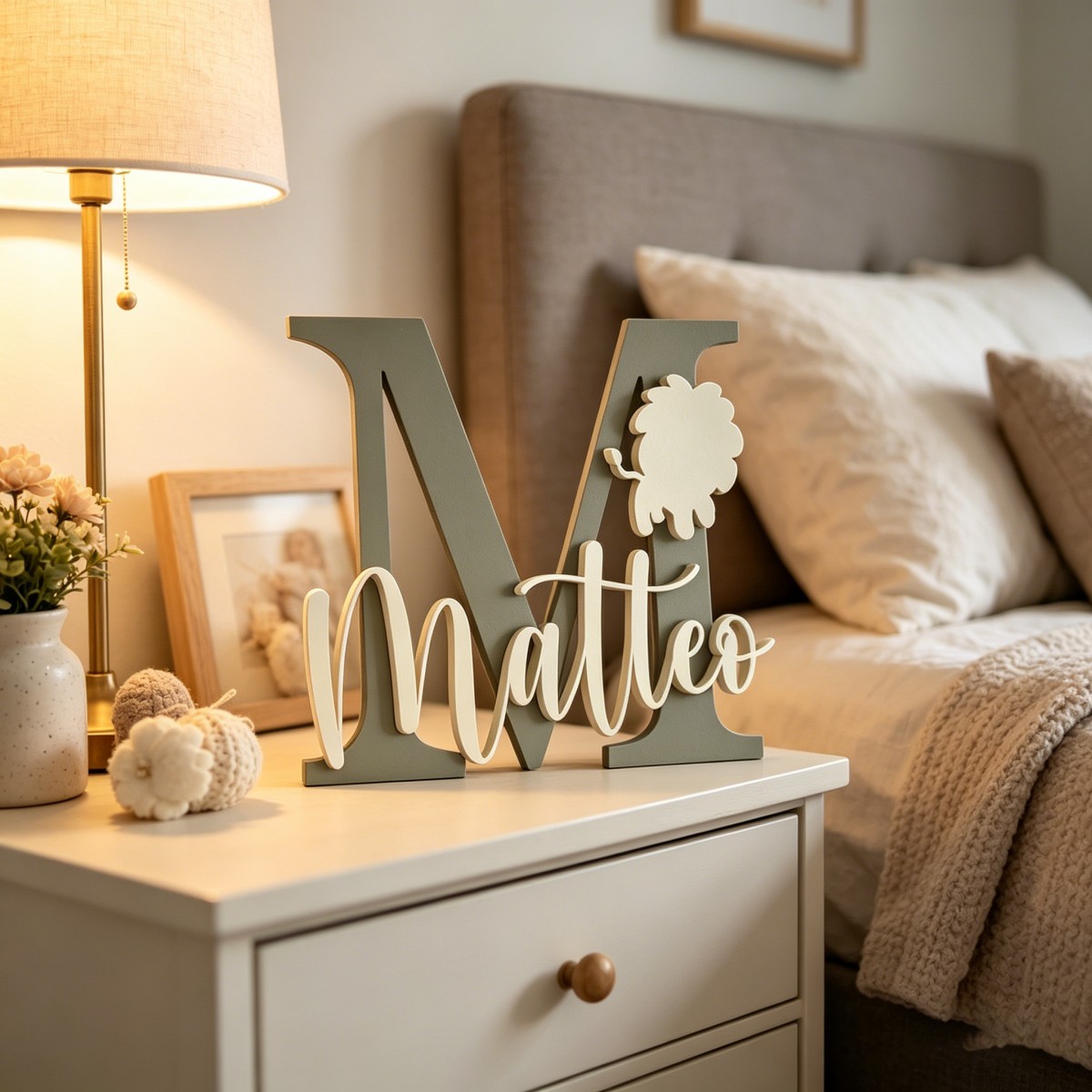 Baby Nursery In - 1Pc Custom Lion Name & Initial