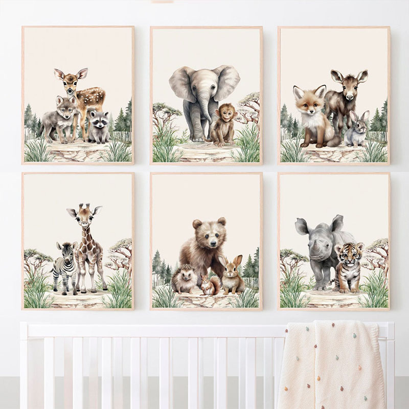 Baby Nursery Picture Frames - 1pcs(No frame)Elephant Giraffe Bear Fox Deer