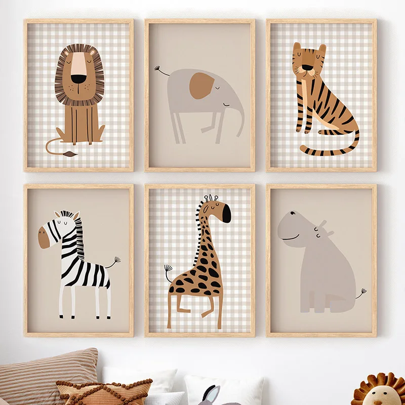 (No frame)Lion Tiger Elephant  - Baby Nursery Picture Frames 评论和价格