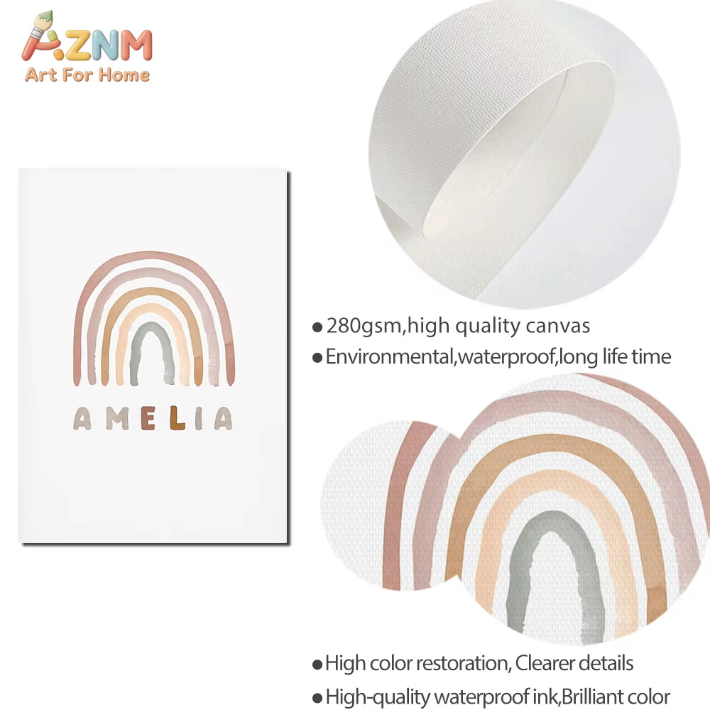 Poster Custom ABC 123 Rainbow  - Baby Nursery Name Wall Art 评论和价格