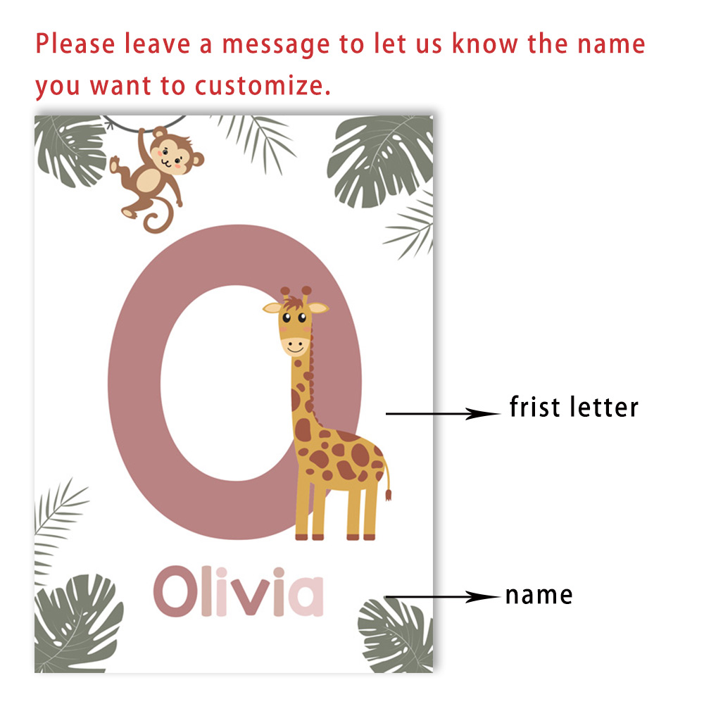 Nordic Jungle Animal Posters C - Baby Nursery Name Wall Art 评论和价格