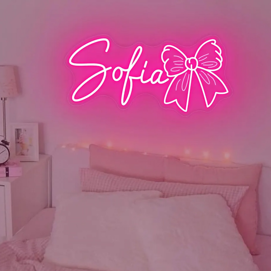 Custom Bow Name Neon Sign for  - Baby Nursery Room 评论和价格
