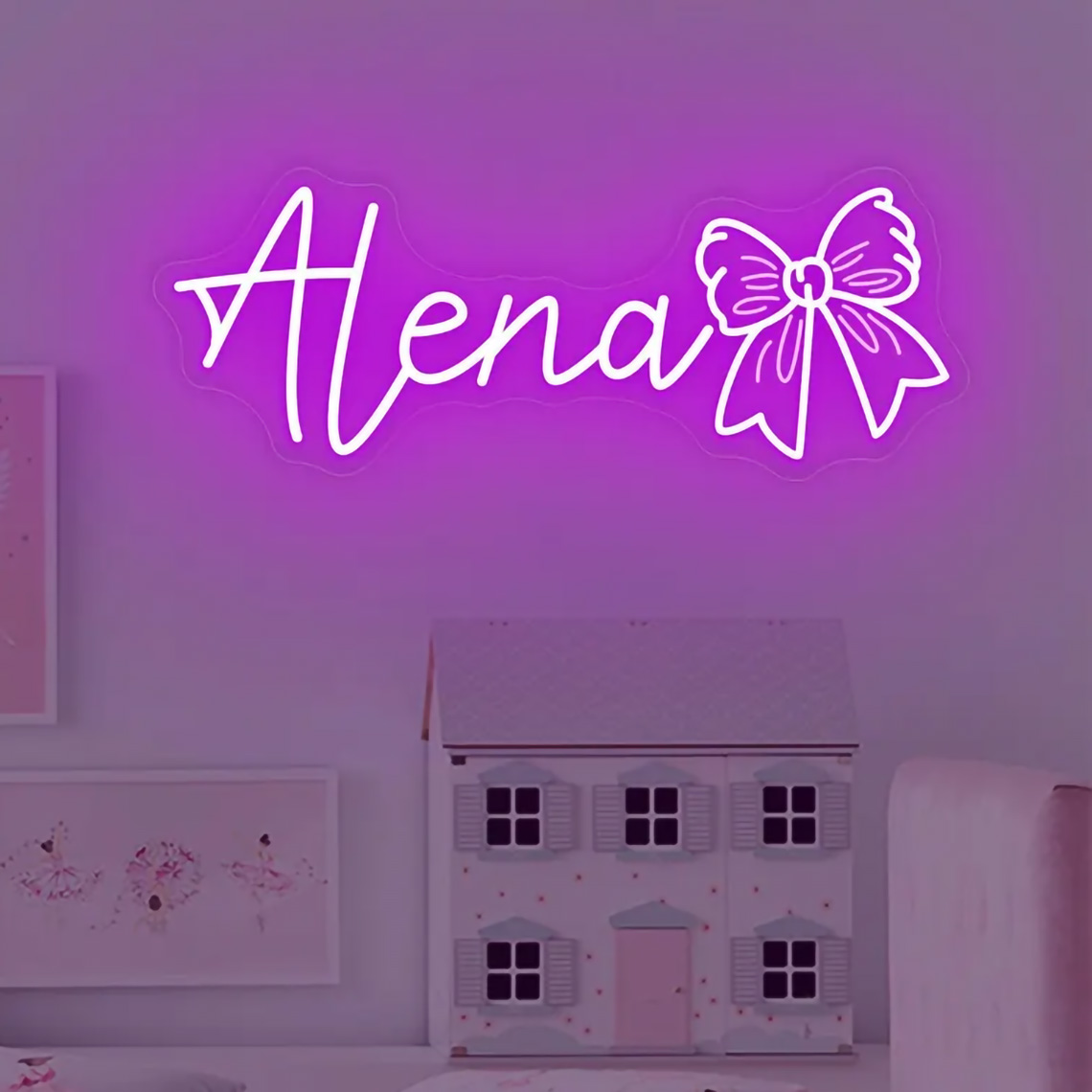 Custom Bow Name Neon Sign for  - Baby Nursery Room 评论和价格