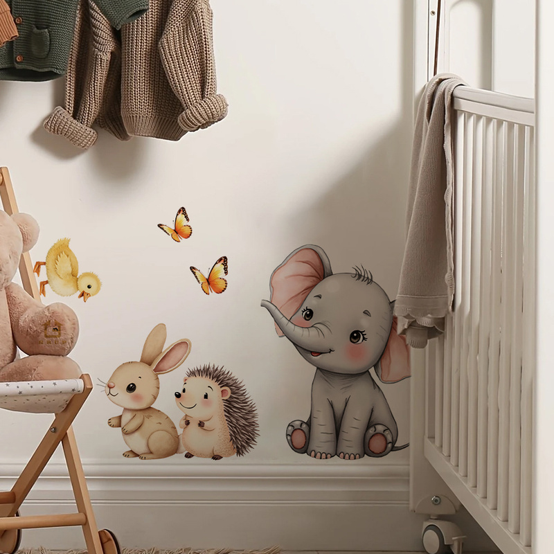 Cartoon Animal Wall Sticker -  - Baby Nursery Room 评论和价格
