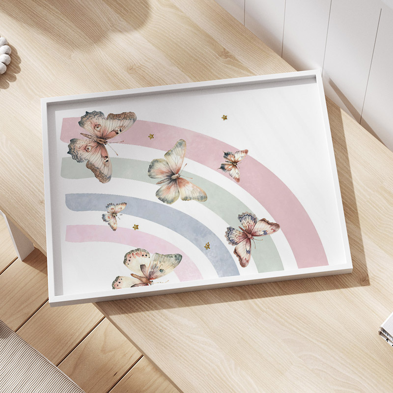Pink Rainbow Butterfly Custom  - Baby Nursery Name Wall Art 评论和价格